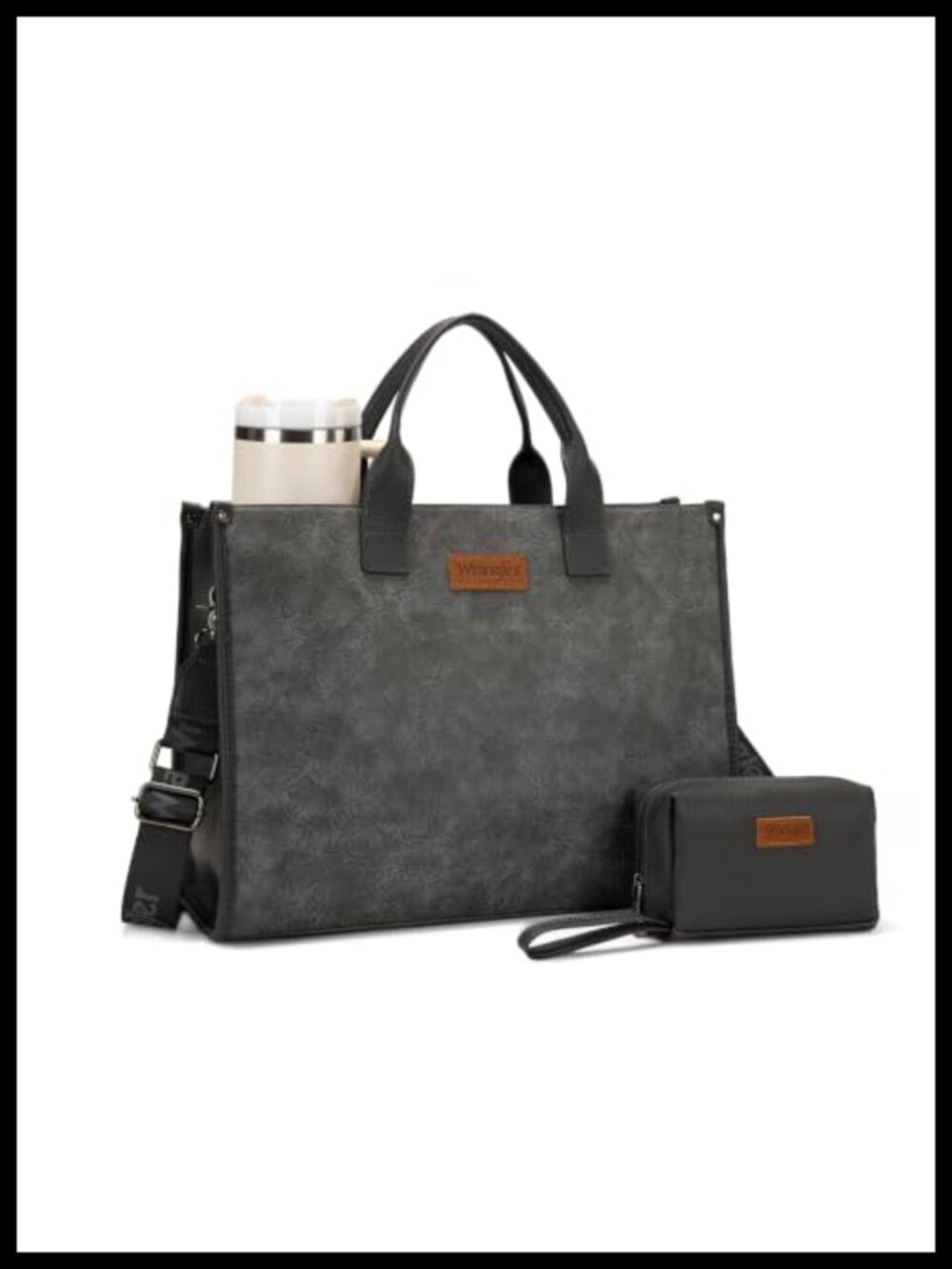 PU Leather Laptop Tote Bag for Women, 15.6" Work Handbag with Padded